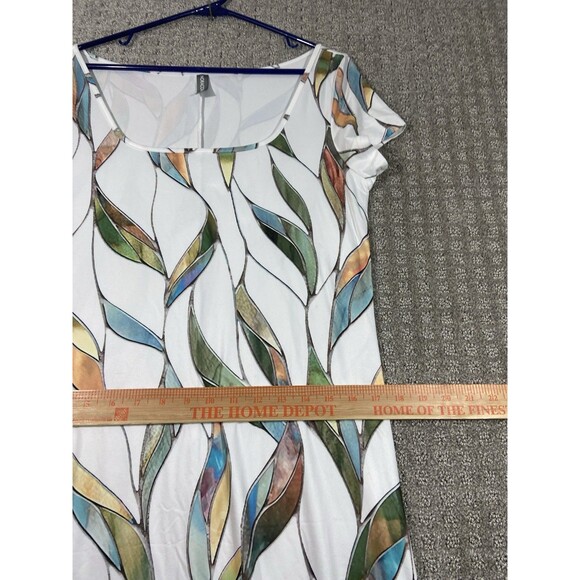 Noracora Maxi Dress Womens Small Cream Geometric Square Neck Cap Sleeve NWOT - Picture 7 of 8